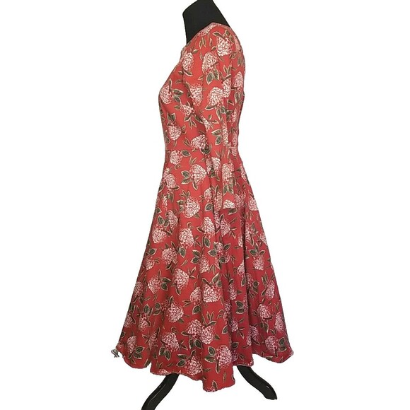 Collectif Vintage London Dress US M(8) UK 12 Fit & Flare Red Floral          T29 - Picture 4 of 8